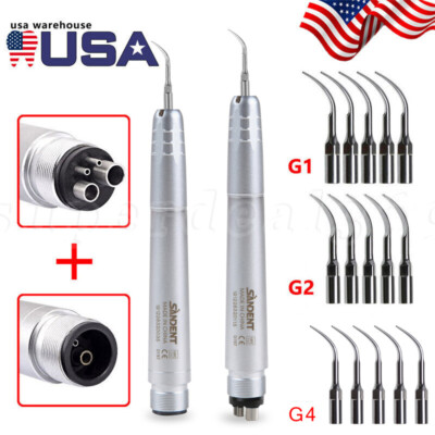 Dental Ultrasonic Air Perio Scaler Handpiece Hygienist 2/4-Holes & G1 G2 G4 Tips