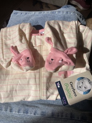 Gerber Organic Cotton Pink Sleep and Play OutfitWith Long Sleeves And Footies
