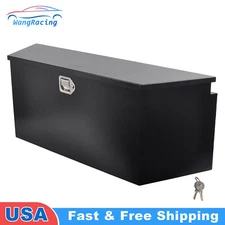 49" X 15" X 18.5" Black Steel Trailer Tongue Tool Box Truck Bed Storage w/ Lock