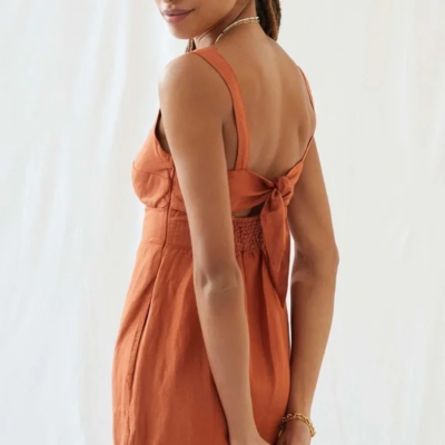Anthropologie Maeve Twist Front Linen Mini Dress XL | eBay