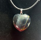Puffy Heart Blue Tigers Eye Necklace With Adjustable Cord