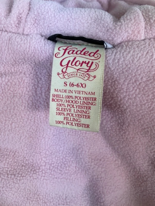 Faded Glory Girls Black Full Zip Jacket w/ White Polka Dot, Hooded Size S (6-6X) - Image 3 of 3