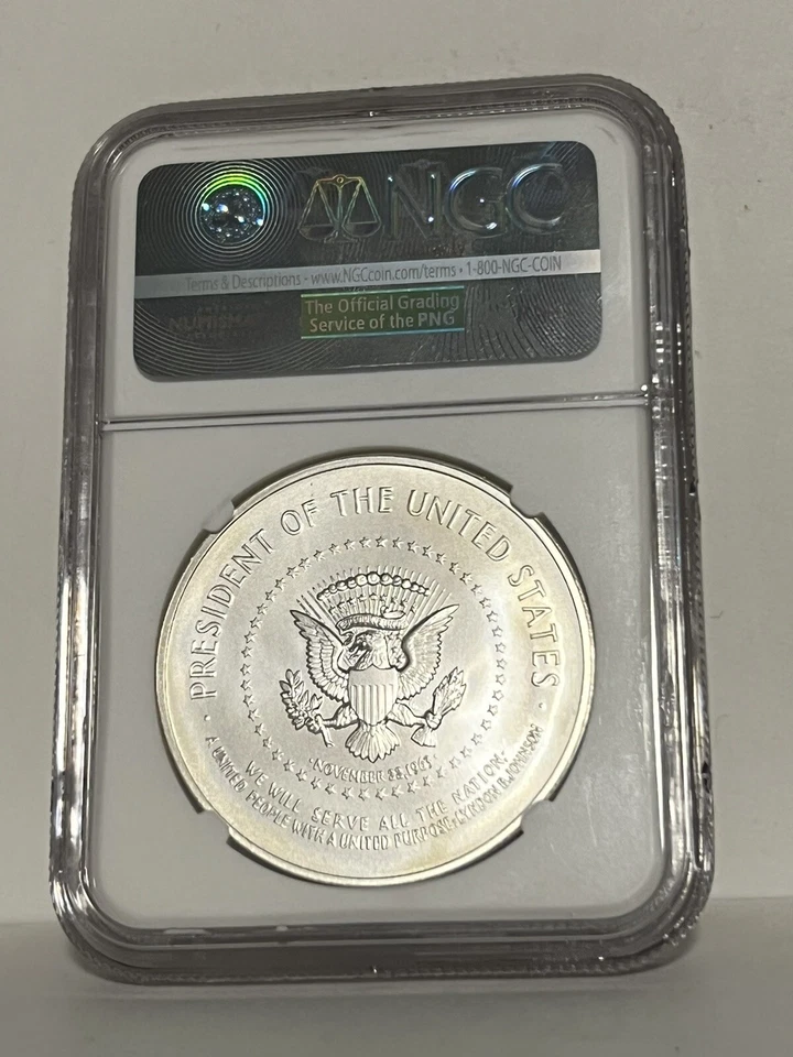 2015 NGC  MS 70  LYNDON B. JOHNSON COIN AND CHRONICLES SET  1oz Silver Medal - Image 2 of 2