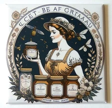 Woman with Honey Jars FRIDGE MAGNET sign label apiarist