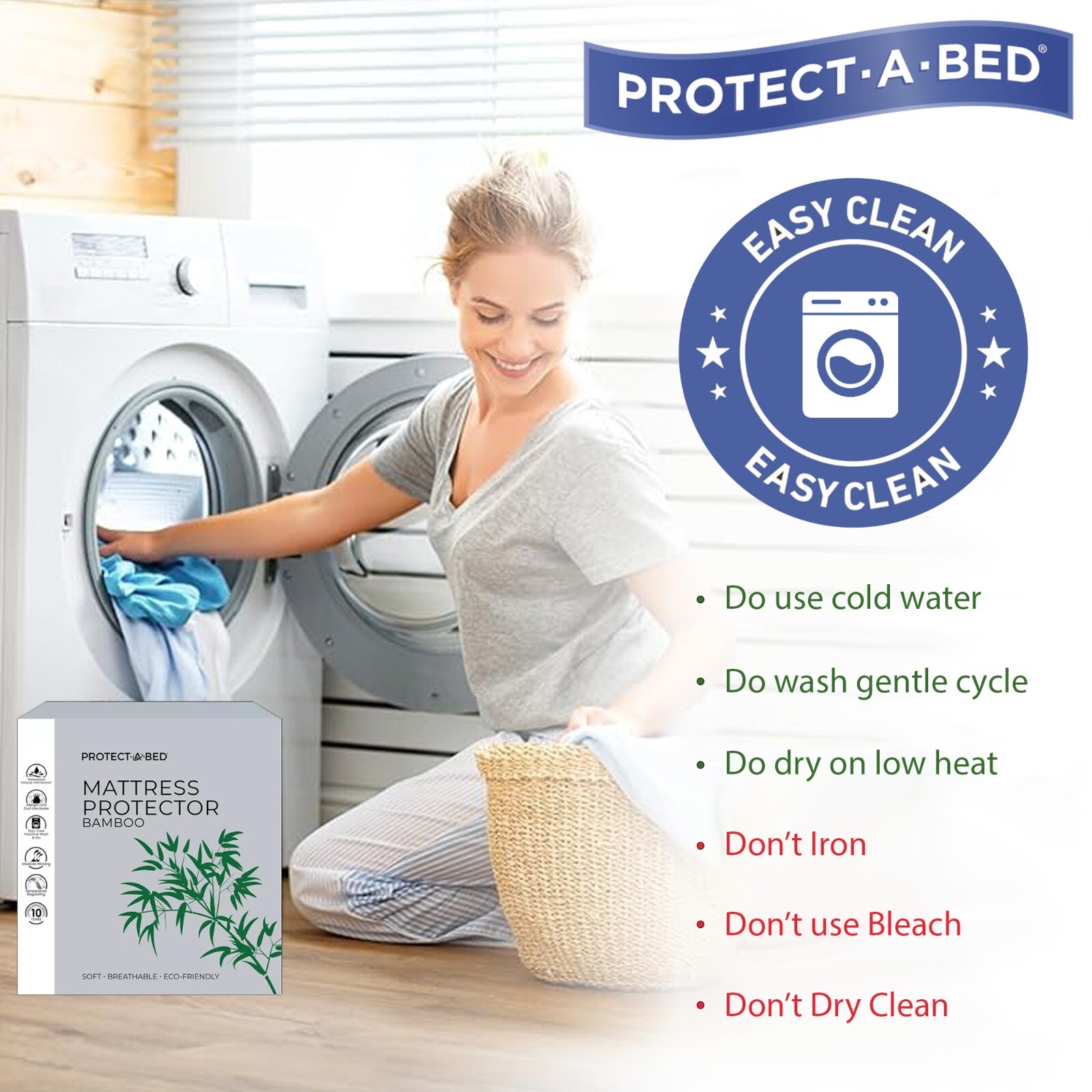 Bamboo Mattress Protector Hypoallergenic & Breathable Waterproof