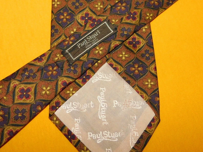 PAUL STUART FEITO NOS EUA GRAVATA FLORAL MULTICOLORIDA AUTO-PONTA - GRAVATAS DE DESIGNER. - Imagem 3 de 3