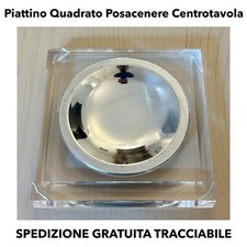 POSACENERE QUADRATO IN RESINA Plexyglass + Piattino In Acciaio Anni ‘90