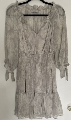 Dress Forum Los Angeles Snakeskin Print Dress 3/4 Sleeve Sheer Lined Size Medium