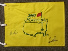 ARNOLD PALMER and GARY PLAYER signed 2005 Masters flag PGA