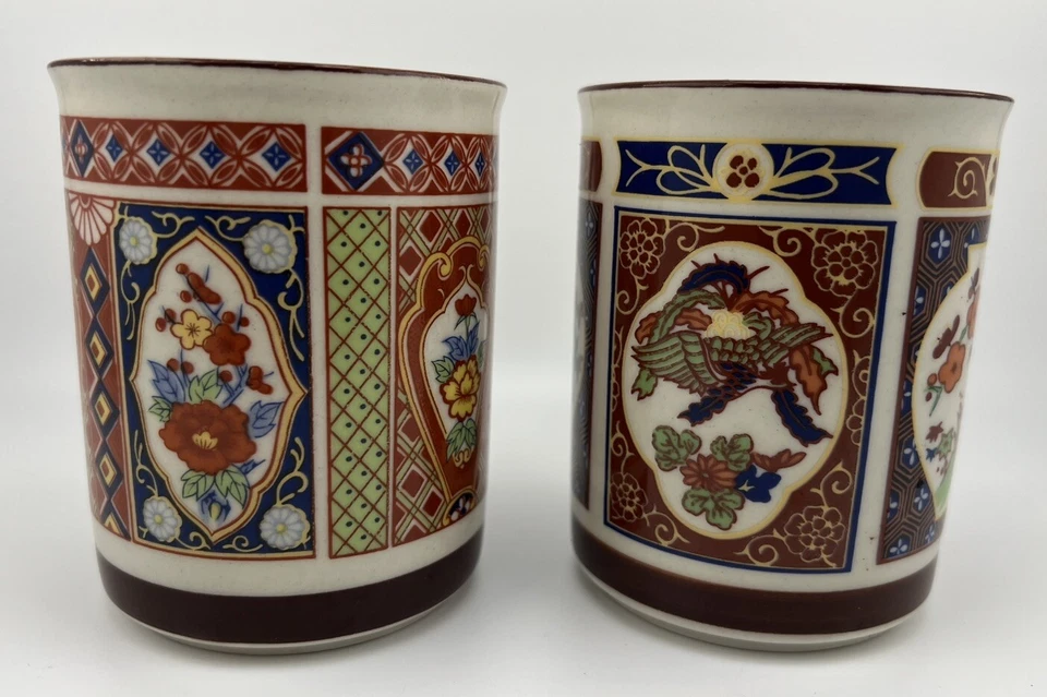 Vintage Porcelain Mug Cup Traditional Asian Burgundy Flower Ceramic Tea set 2 - Image 2 of 4