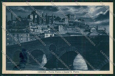 Verona City Castel San Pietro Chiaro di Luna postcard ZC3275