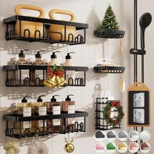 Shower Caddy 6-Pack Advanced Rustproof Design No Drilling Adhesive Shelves Rack
