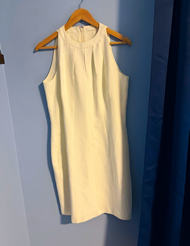 Anne Tjian for Kenar Dresses Womens Ivory Pleated Lined Sheath Dress 10