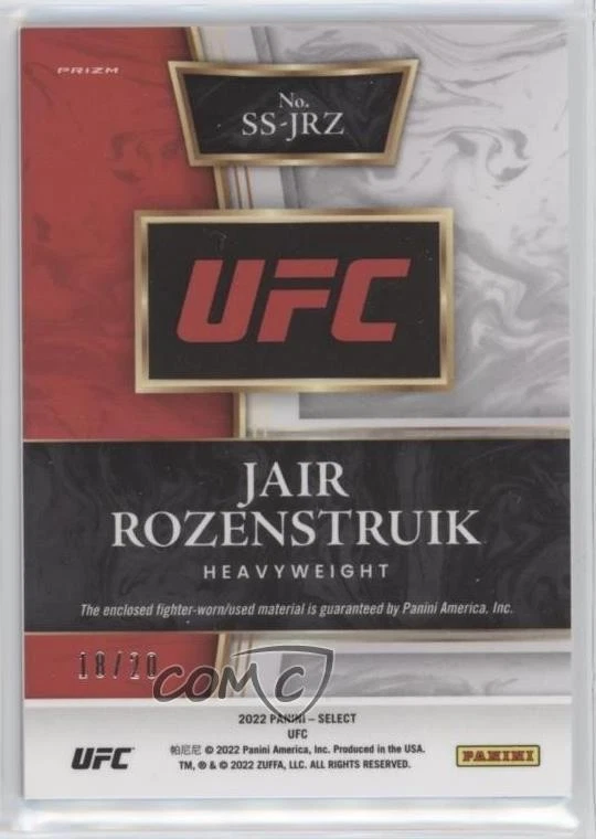 2022 Select UFC Selective Swatches Tie-Dye Prizm /20 Jairzinho Rozenstruik Jair - Image 2 of 2