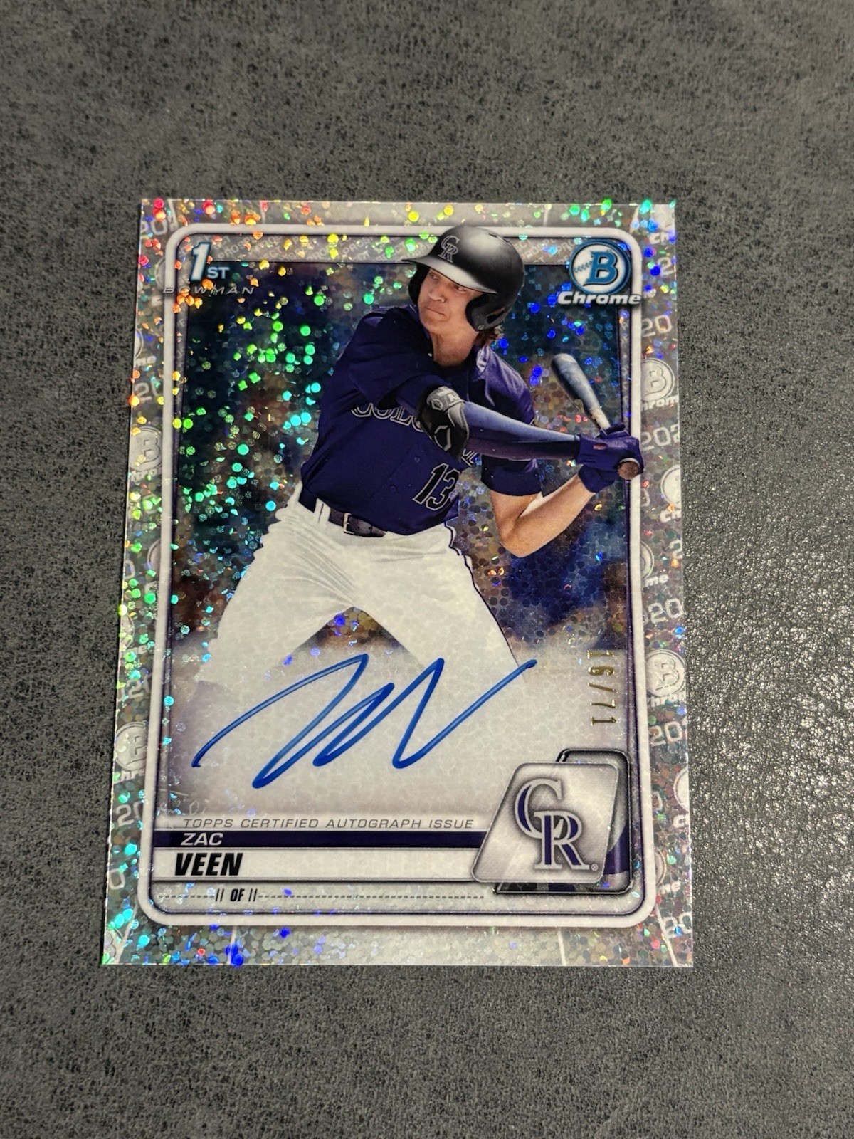 2020 Bowman Chrome Draft Zac Veen Auto Sparkle Refractor /71