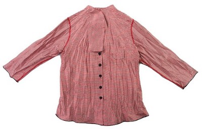 Beluva SF Women s USA M Gingham Plaid ¾ Sleeve Crinkled Pleated Blouse Shirt Top