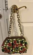 Beaded Floral Chain Handle Bag