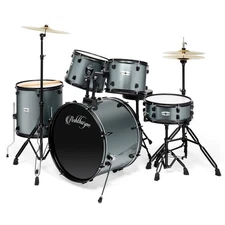 OPEN BOX - 5-Piece Silver Complete Full Size Drum Set Kit with Remo Heads