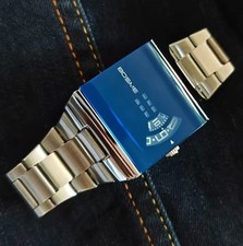 Square Jump Hour Quartz Watch for Men Women Silver Retro Stainless Steel