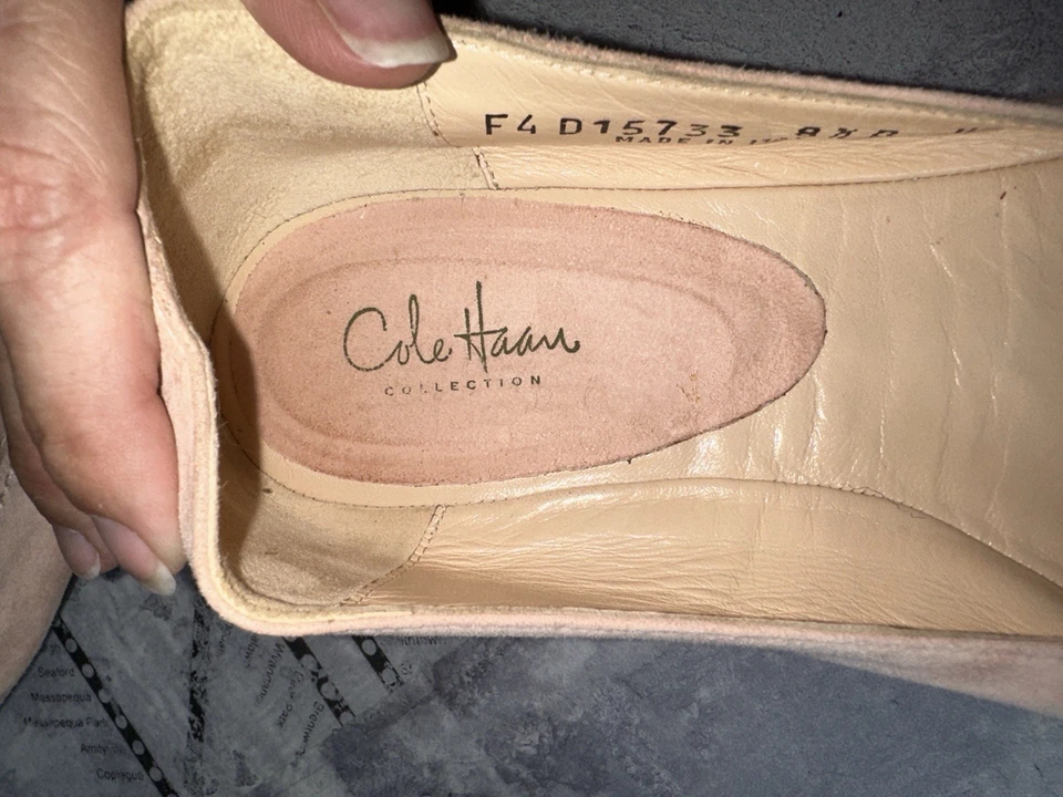 Cole Haan Mujer Polvo Rosa Gamuza Mocasines Puntera Almendra Zapatos Italia talla 8.5 Preppy Foto 4 de 4