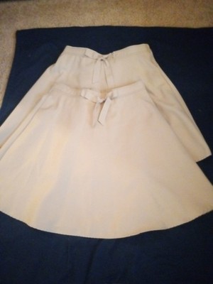 Girls Size: 18.5 Plus--2 Khaki School Uniform Skirts, With Shorts. Gently Worn