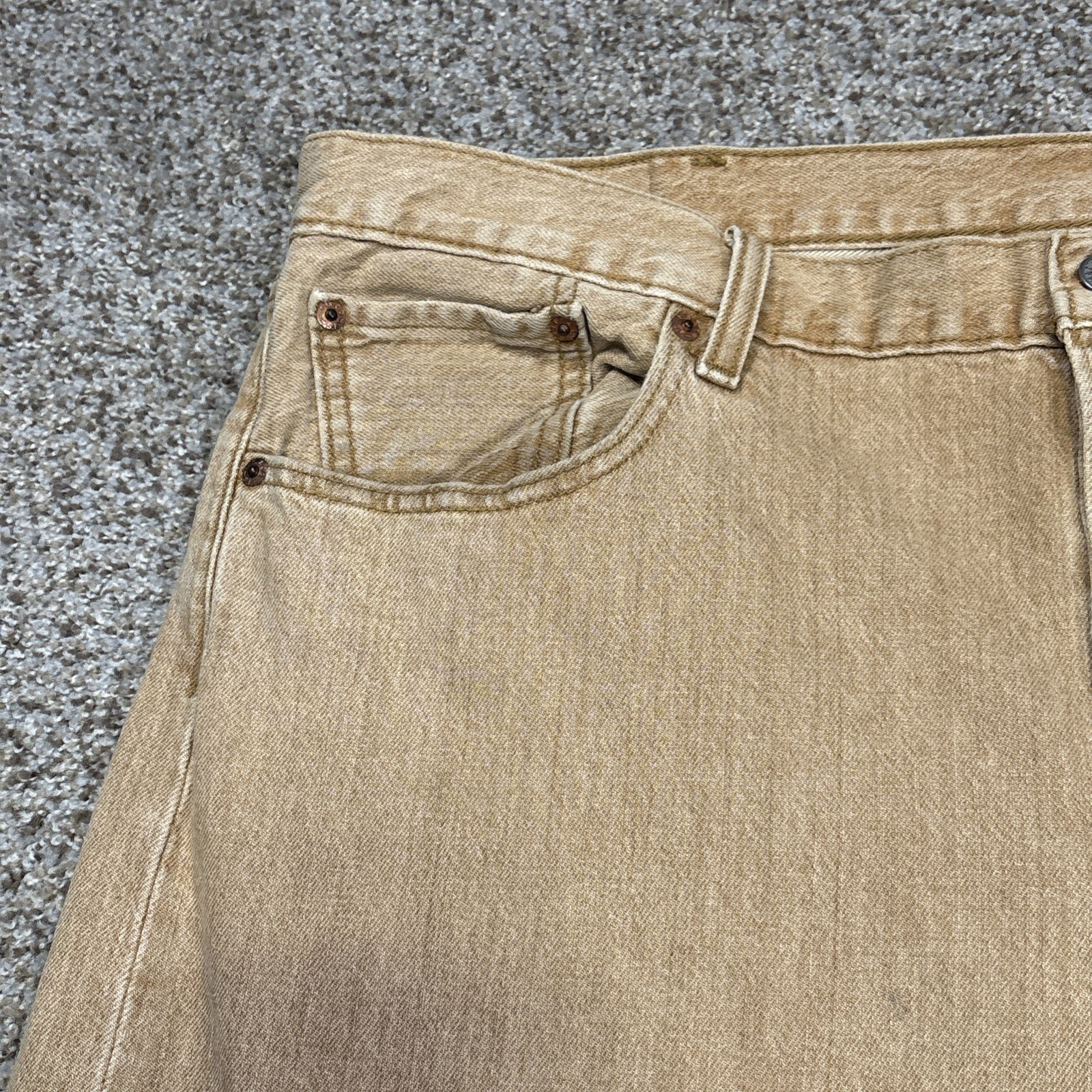 Mens Levis 501 Original Fit Tan Button Fly Denim Jeans Size 40x32 (fit 40x30.5) - View 3