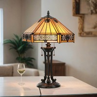 AussergewöHnliche Tischlampe Farfalla 4 Bronze H:59Cm Tiffany Leuchte Wohnzimmer