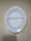 Vintage Glasbake Oval Divided Baking Dish Pan White Milk Glass J-239 USA