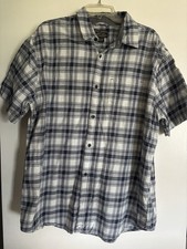 GRIZZLY MOUNTAIN MEN'S SHORT SLEEVE PLAID SHIRT BLUE/GRAY XXL  766