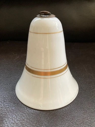 Antique Milk Glass & Gold Trim Victorian SMOKE BELL for Hanging Oil Lamp, 4 1/2"