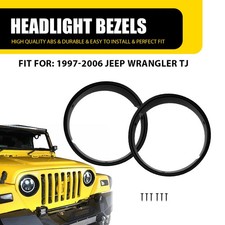 Black Headlight Ring Bezels Insert Cover Trim...