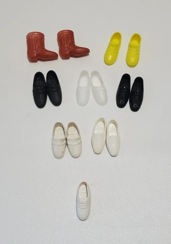 Vintage Lot Of Ken, Fashion Doll Shoes, Boots, 7 Pairs + 1 Single, Played With