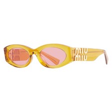 Miu Miu Pink Oval Ladies Sunglasses MU 11WS 12T1D0 54 MU 11WS 12T1D0 54