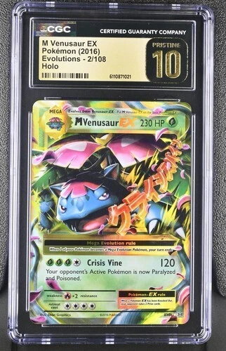 ✨ LOW POP CGC 10 ENGLISH 2016 M Venusaur EX 2/108 XY Evolutions Holo Pokemon