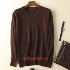 New Men's Cashmere Sweater Soft V-neck Casual Pullover Winter Warm Sweater