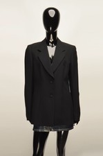 Vintage Max Mara 90's Black Viscose Wool Blend Blazer Jacket Size US10