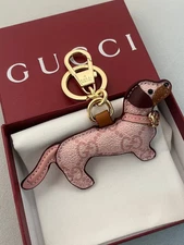 GUCCI Charm Handmade Dog Pink Keychain Gift Key chain with Brand Manual New Box