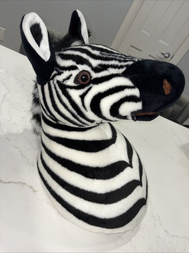FAO Schwarz Zebra Head Wall Mount Plush HTF