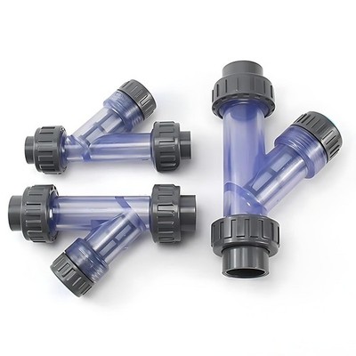 Pipe ID 20mm - 63mm PVC Plastic Pipe Inline Y Strainer Filter 10 Mesh For Water
