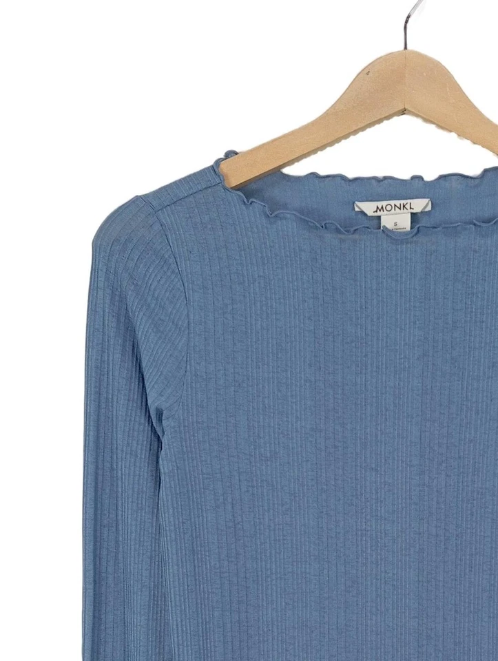 MONKI Manga larga Mujeres Camisa Talla EU 36 azul look casual - Imagen 3 de 4