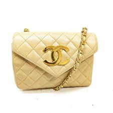 Chanel Shoulder Bag Matelasse Beige Lamb Skin 2291728