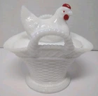 Vintage Westmoreland Hen On Basket/Nest Milk Glass