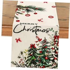 Christmas Table Runner Linen Xmas Runner 72 Inches Long Christmas Tree Magpie