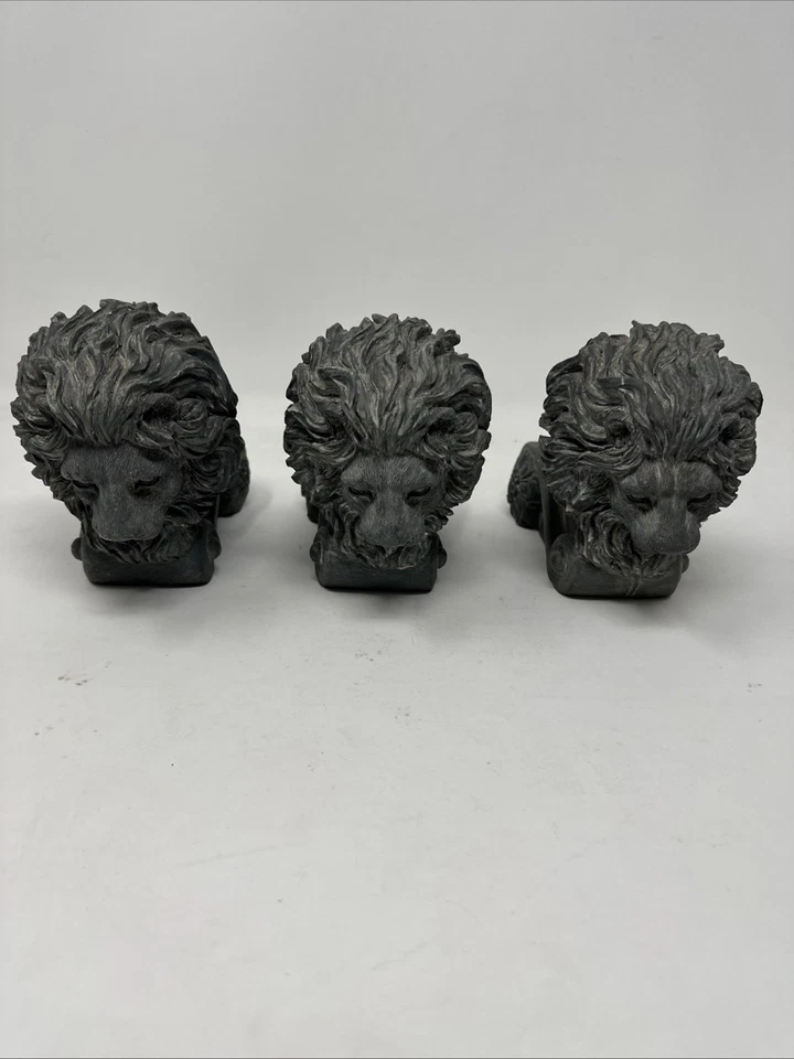 Juego de 3 macetas cabeza de león maceta elevadores pies resina o cemento estante descanso Foto 3 de 4