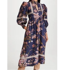 Love the label Midi Dress Small Wanda Print cottagecore puff long sleeve floral