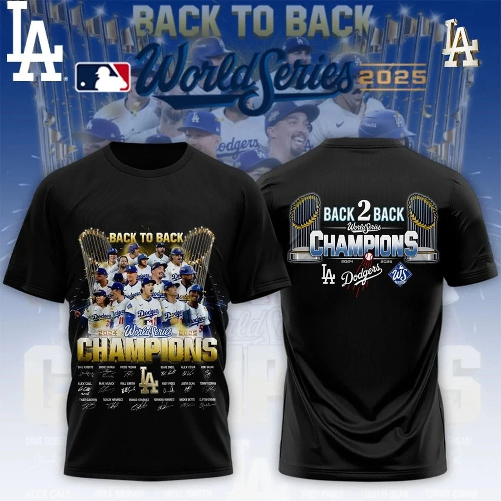 Los Angeles Dodgers World Series Champions Back To Back 2024-2025 TShirt