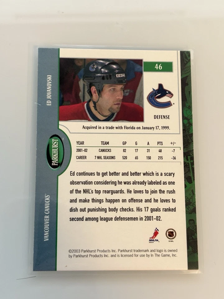 2002-03 ITG Parkhurst Ed Jovanovski #46 - Image 2 of 2