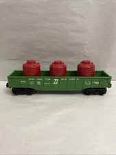 LIONEL 6-9140, BURLINGTON GONDOLA with 3 CANISTERS