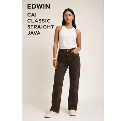Edwin NWT Women's 28 Cai Java Brown Denim Jeans Classic Straight No Stretch $188