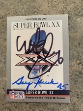 GARY FENCIK MATT SUHEY CHICAGO BEARS SUPER BOWL XX 1990 PRO SET DUAL SIGNED CARD